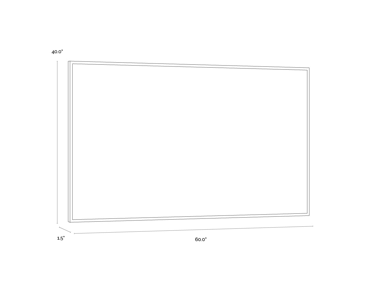A wireframe image of the product with dimensions shown