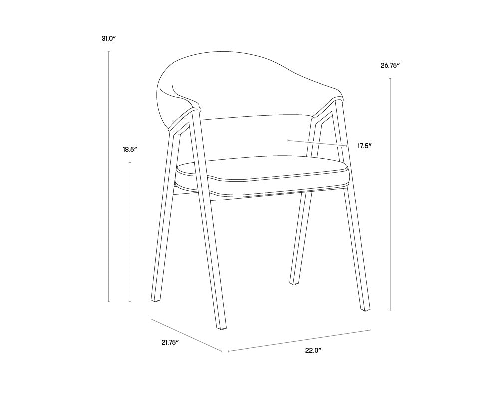 A wireframe image of the product with dimensions shown