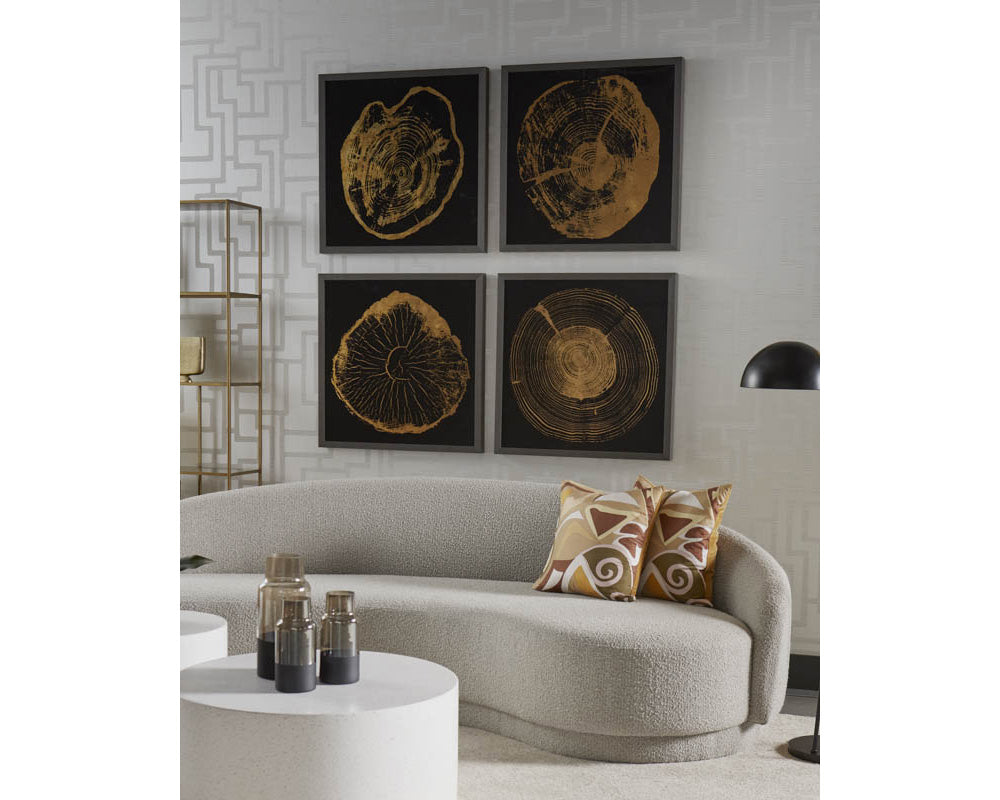 Time Lines (set Of 4) - 30" X 30" - Charcoal Frame