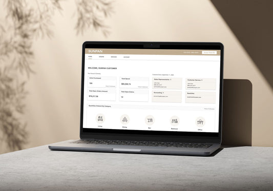 SUNPAN customer portal account overview with user permissions and dashboard insights