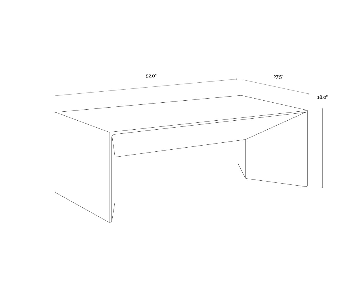 A wireframe image of the product with dimensions shown