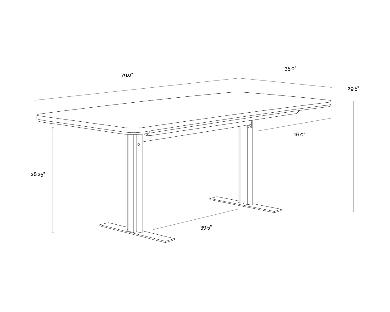 A wireframe image of the product with dimensions shown