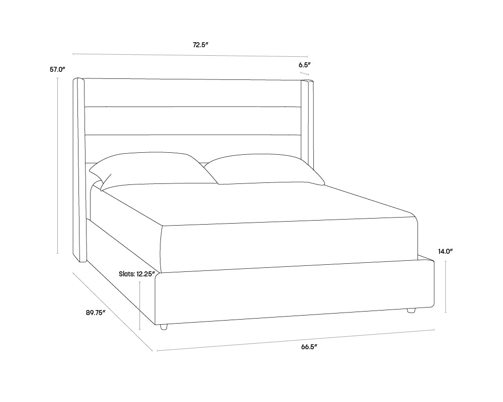 A wireframe image of the product with dimensions shown