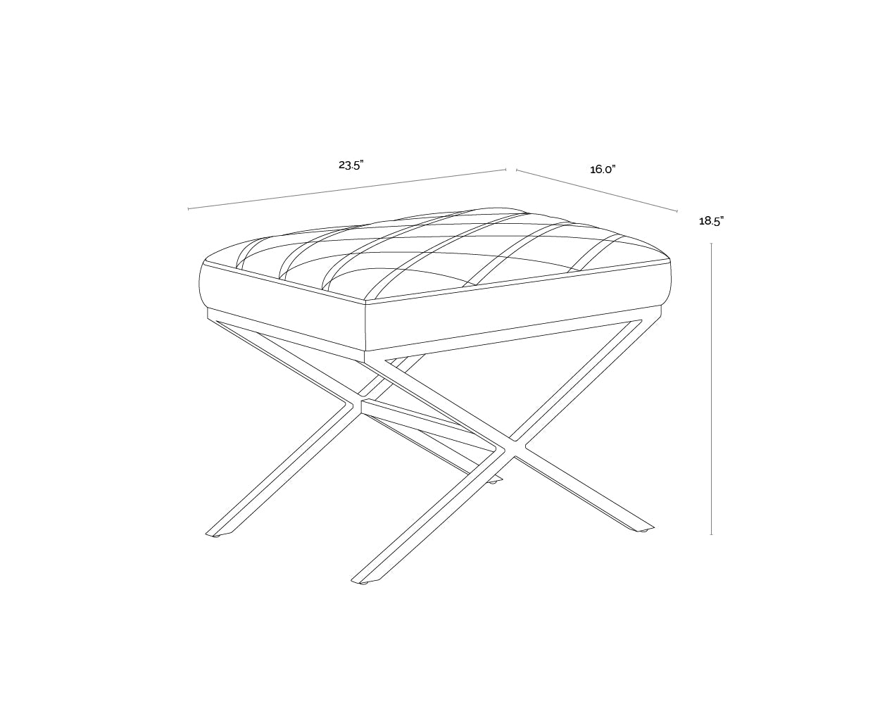 A wireframe image of the product with dimensions shown