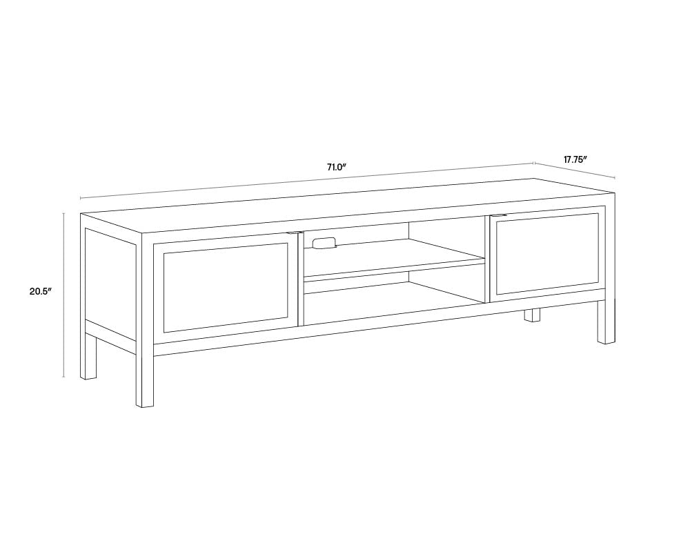 A wireframe image of the product with dimensions shown