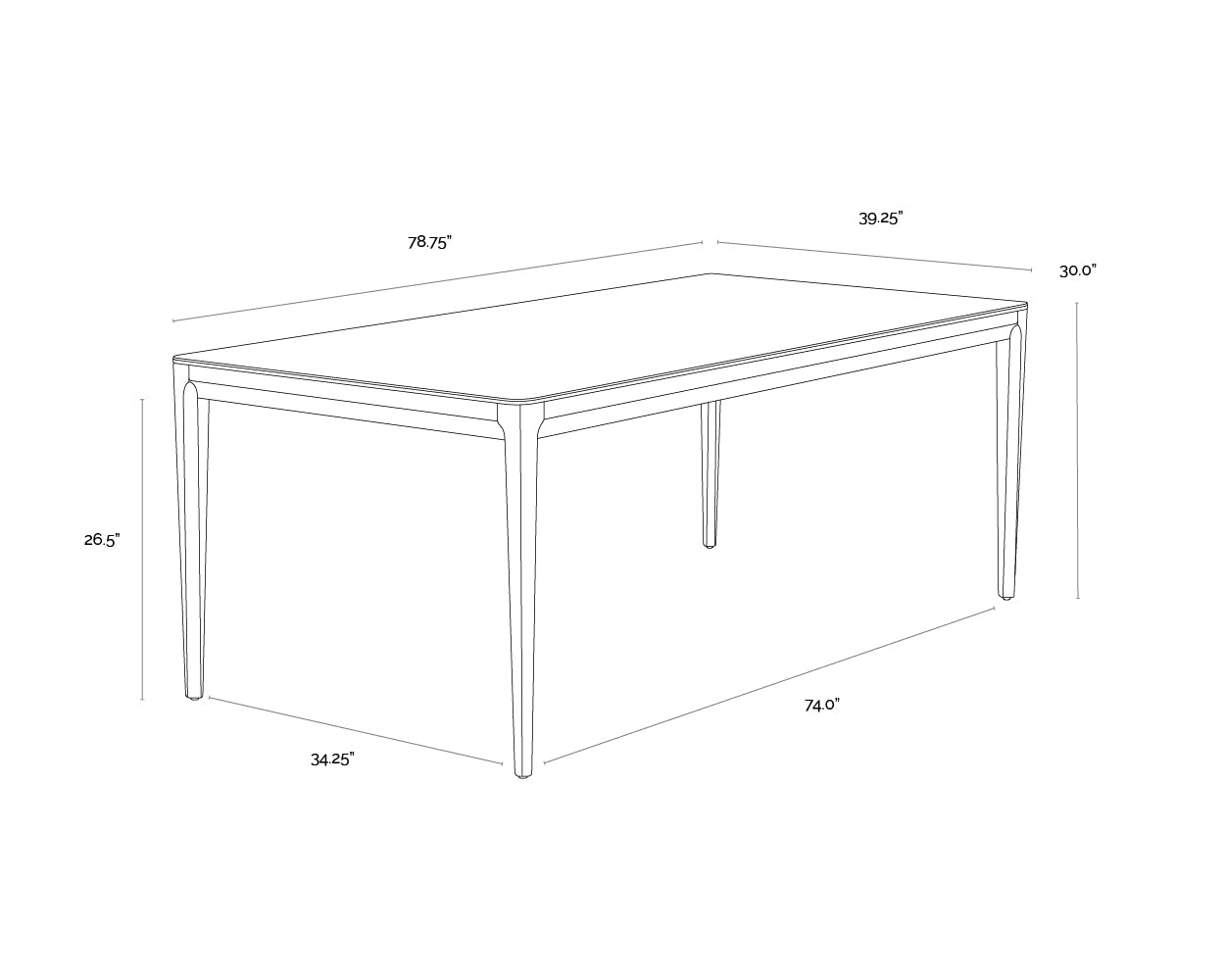 A wireframe image of the product with dimensions shown