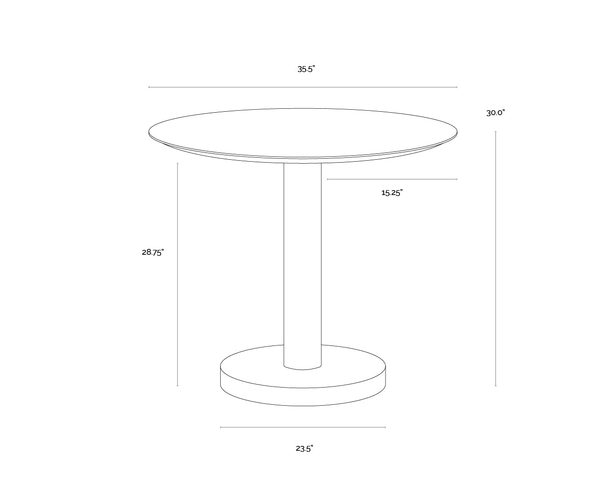 A wireframe image of the product with dimensions shown