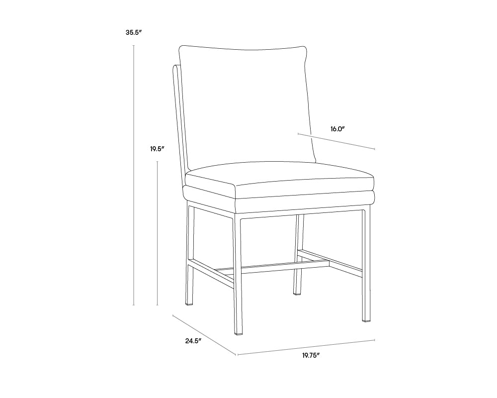 A wireframe image of the product with dimensions shown