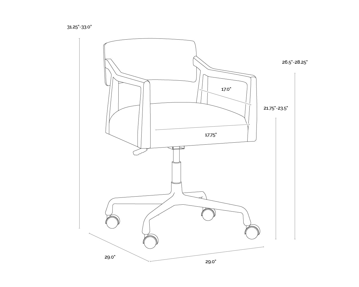 A wireframe image of the product with dimensions shown