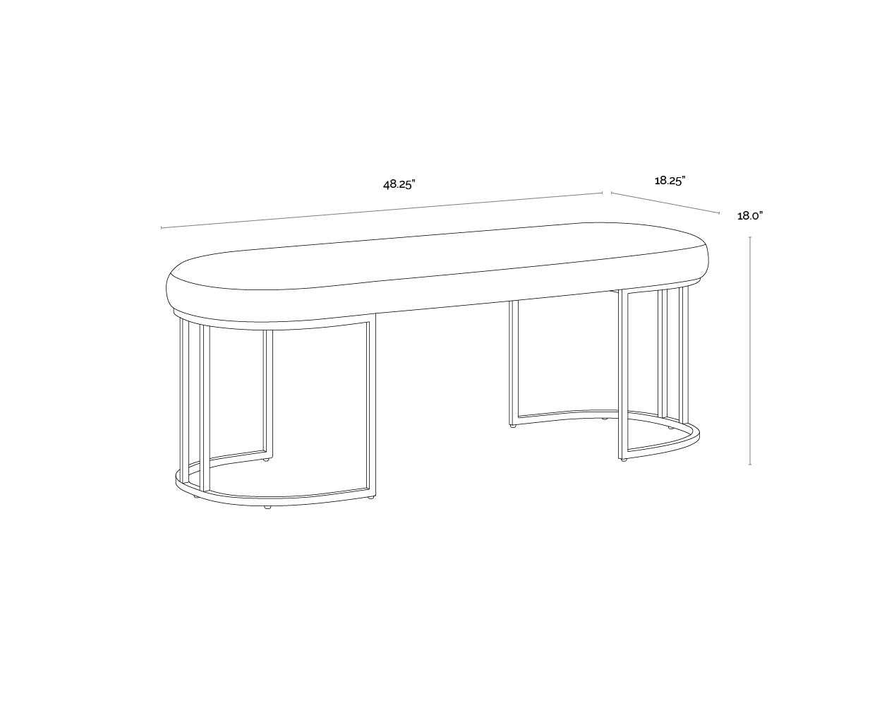 A wireframe image of the product with dimensions shown