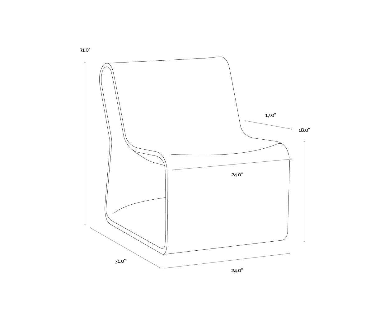 A wireframe image of the product with dimensions shown