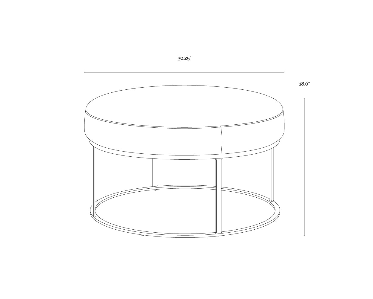 A wireframe image of the product with dimensions shown