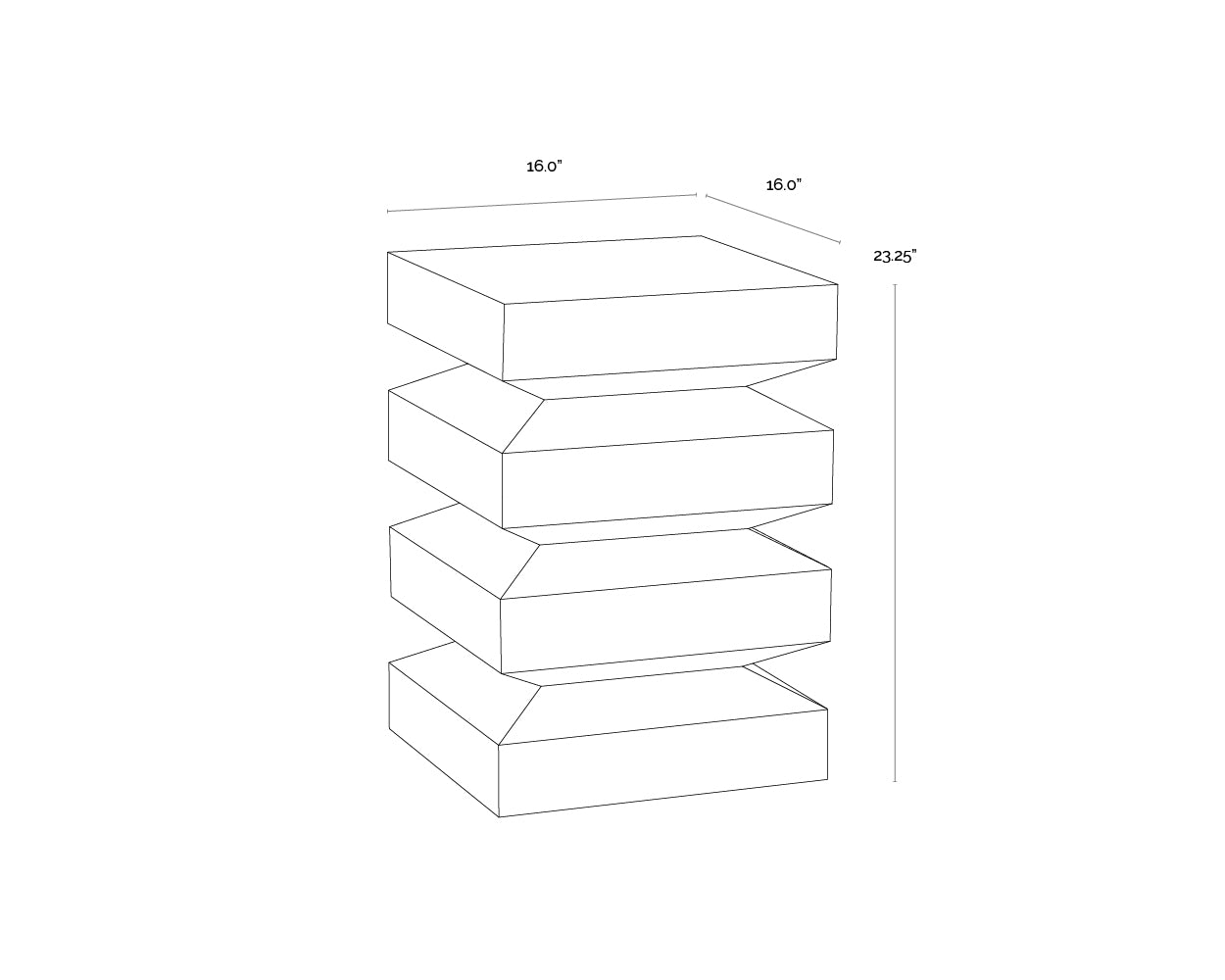 A wireframe image of the product with dimensions shown