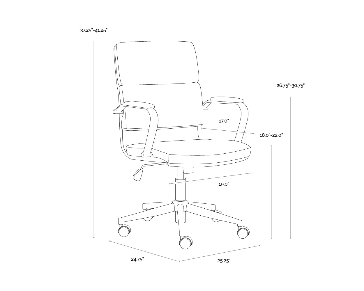 A wireframe image of the product with dimensions shown