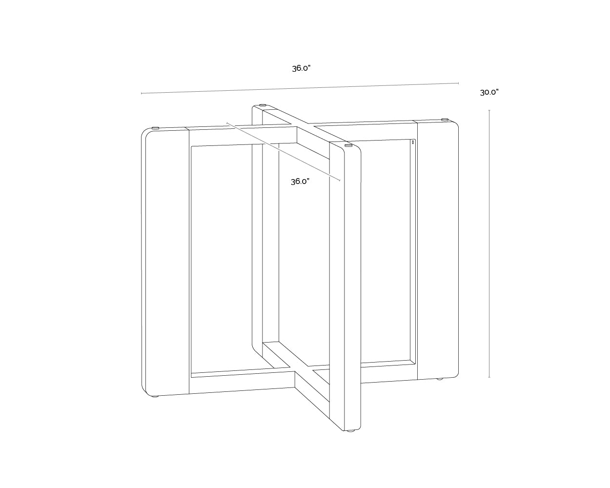 A wireframe image of the product with dimensions shown