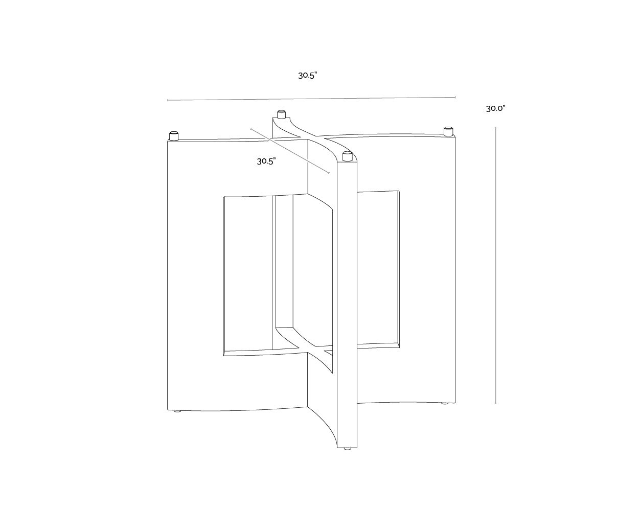 A wireframe image of the product with dimensions shown