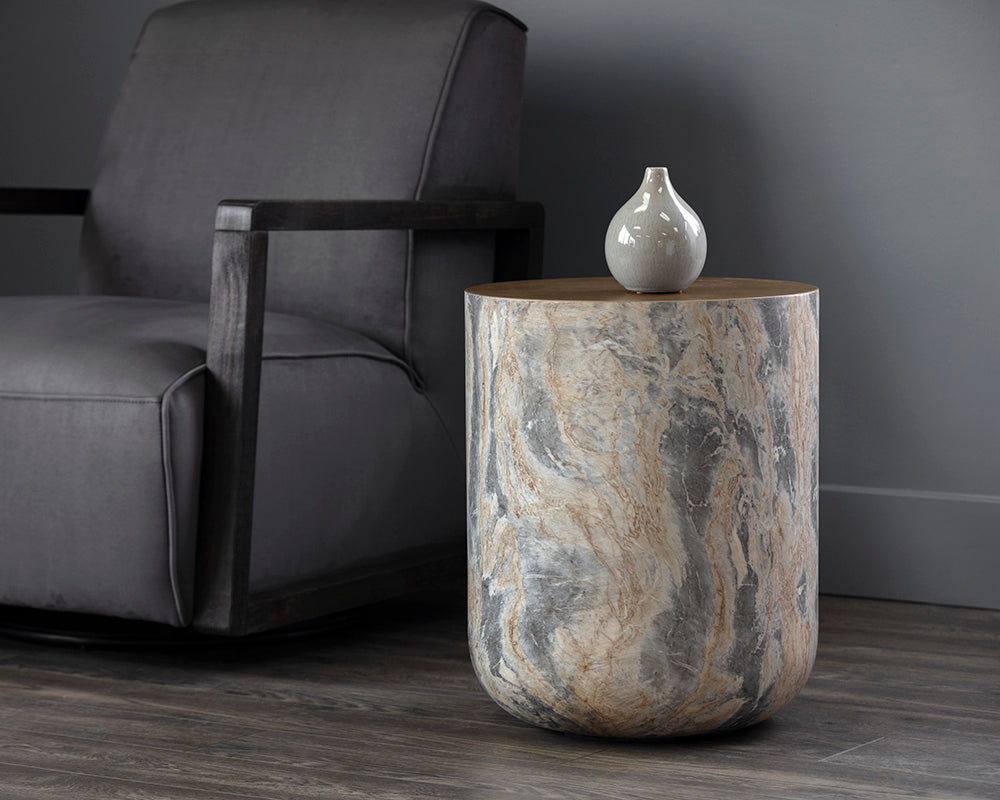 Diaz End Table - Marble Look