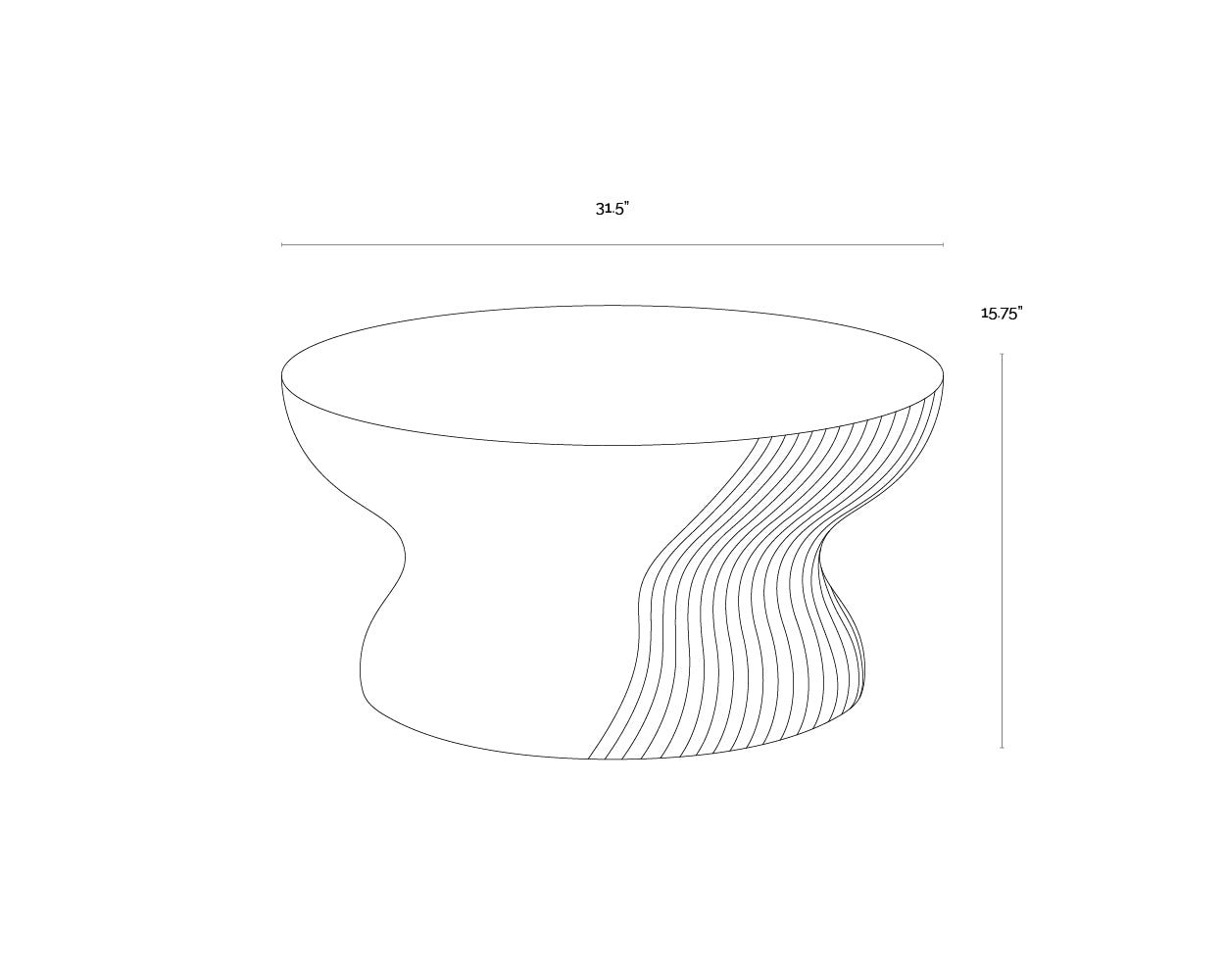 A wireframe image of the product with dimensions shown