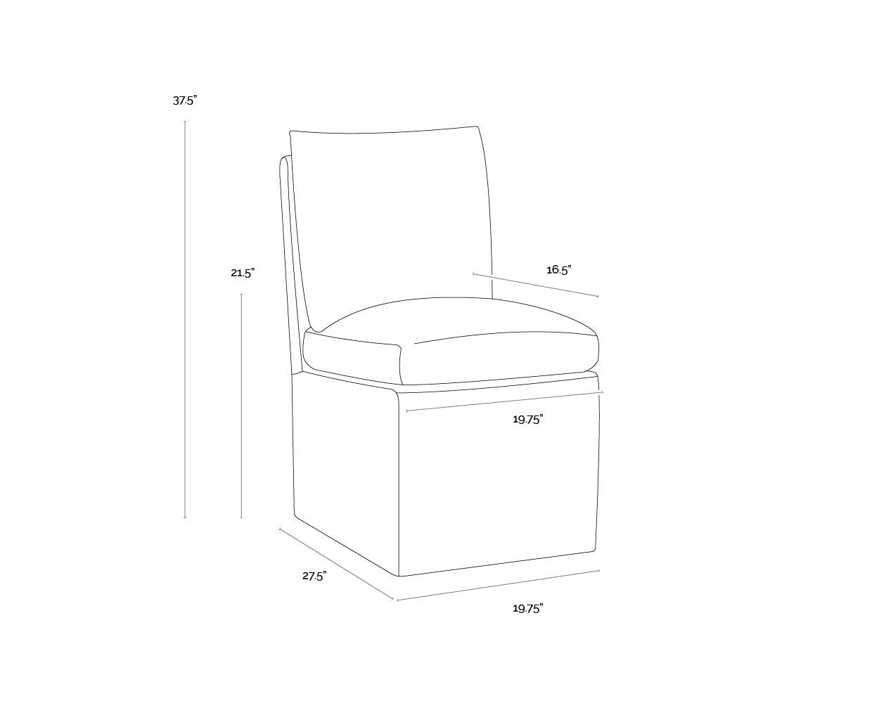 A wireframe image of the product with dimensions shown