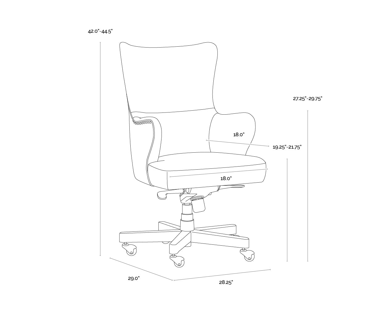 A wireframe image of the product with dimensions shown