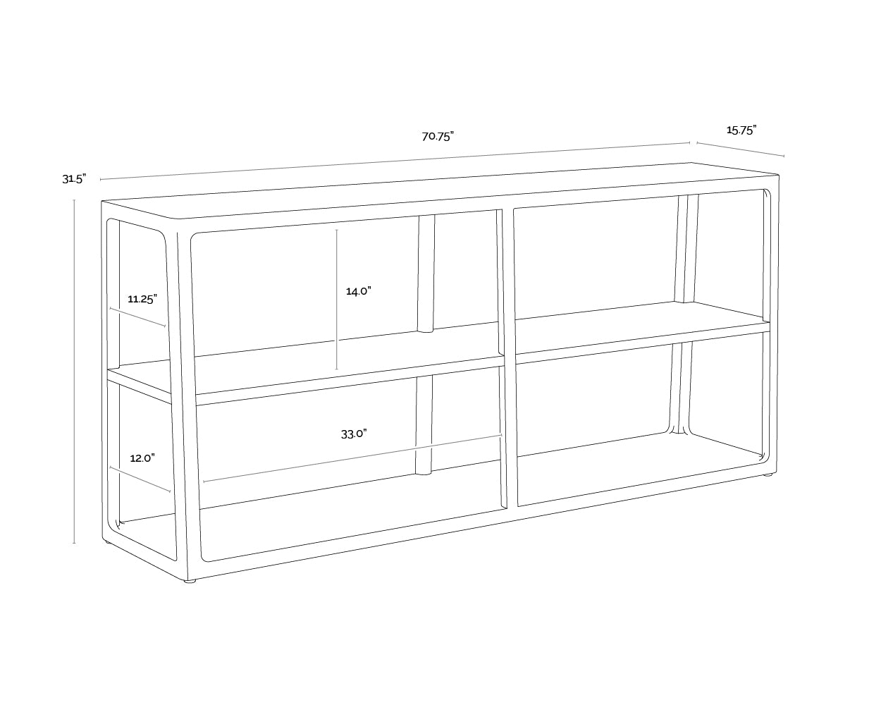 A wireframe image of the product with dimensions shown