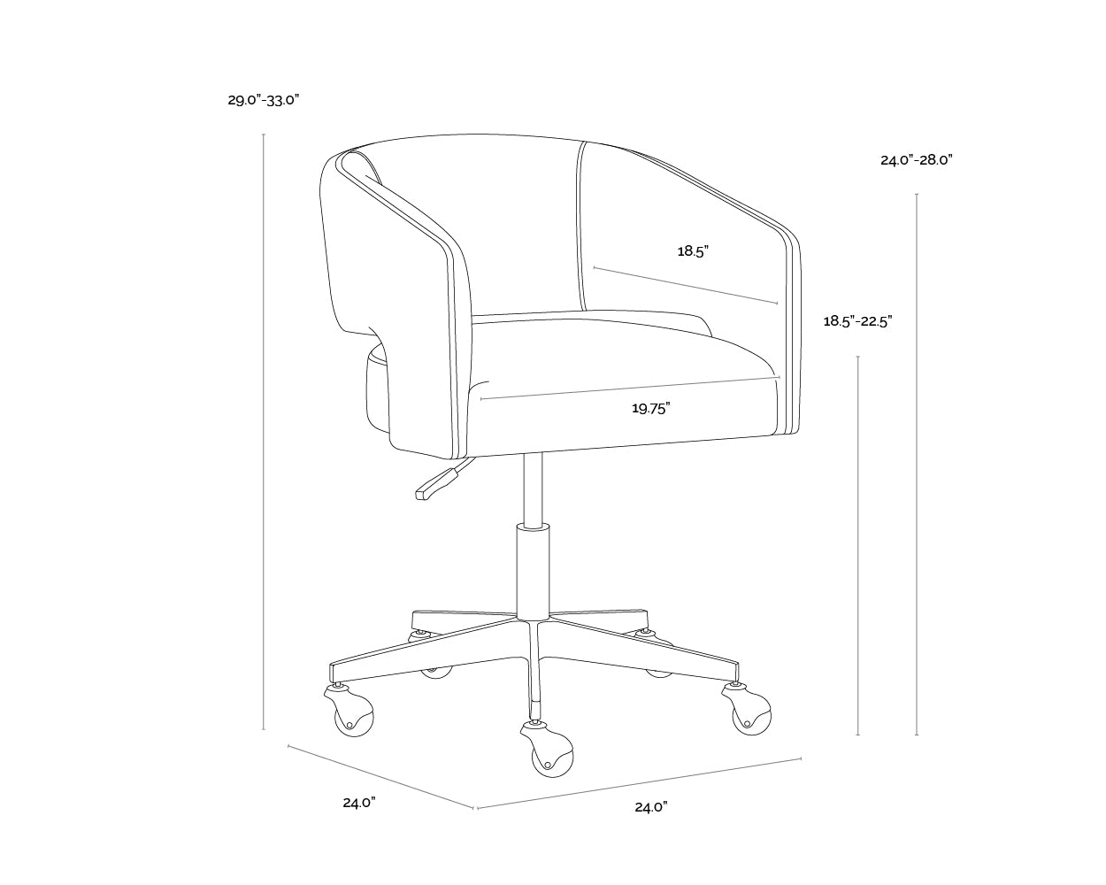 A wireframe image of the product with dimensions shown