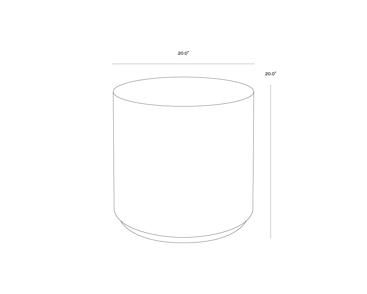 A wireframe image of the product with dimensions shown