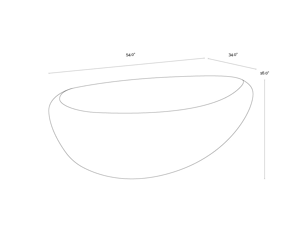 A wireframe image of the product with dimensions shown