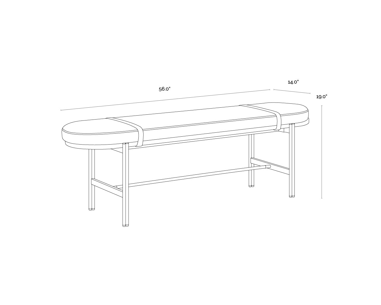 A wireframe image of the product with dimensions shown