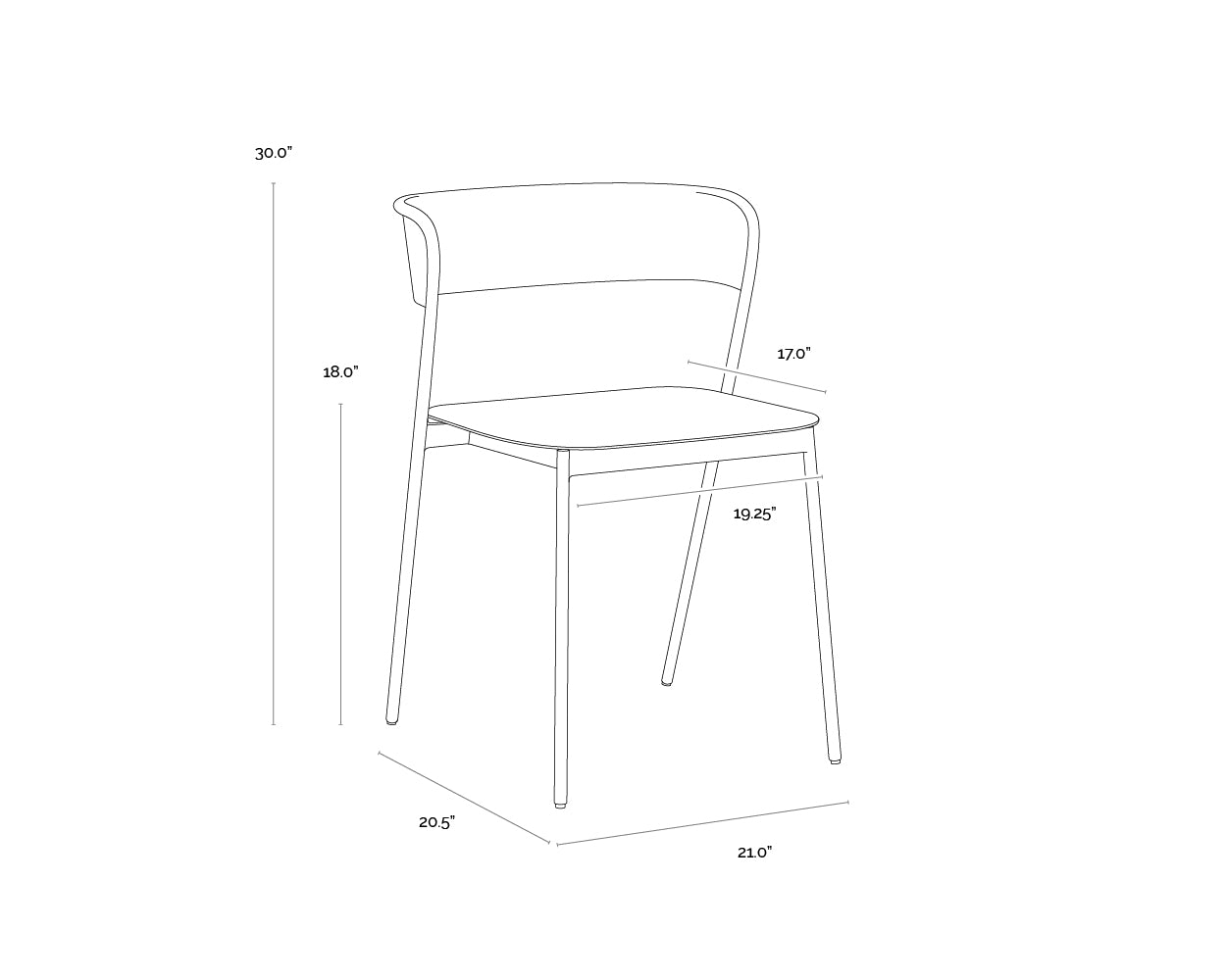 A wireframe image of the product with dimensions shown