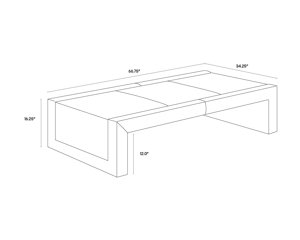 A wireframe image of the product with dimensions shown