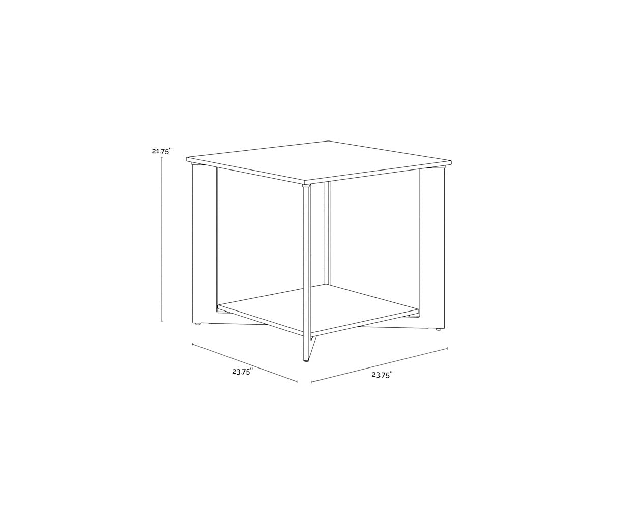 A wireframe image of the product with dimensions shown