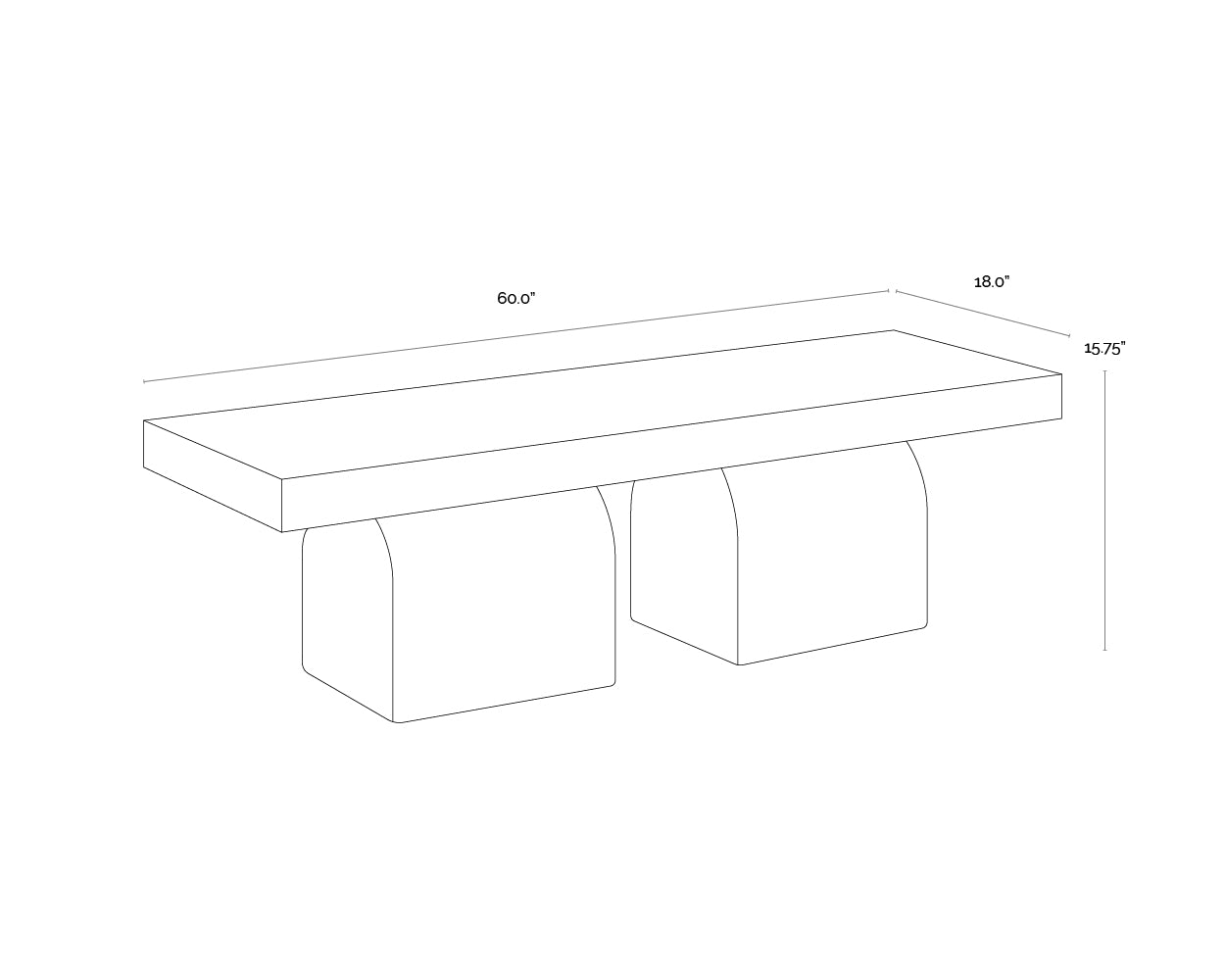 A wireframe image of the product with dimensions shown