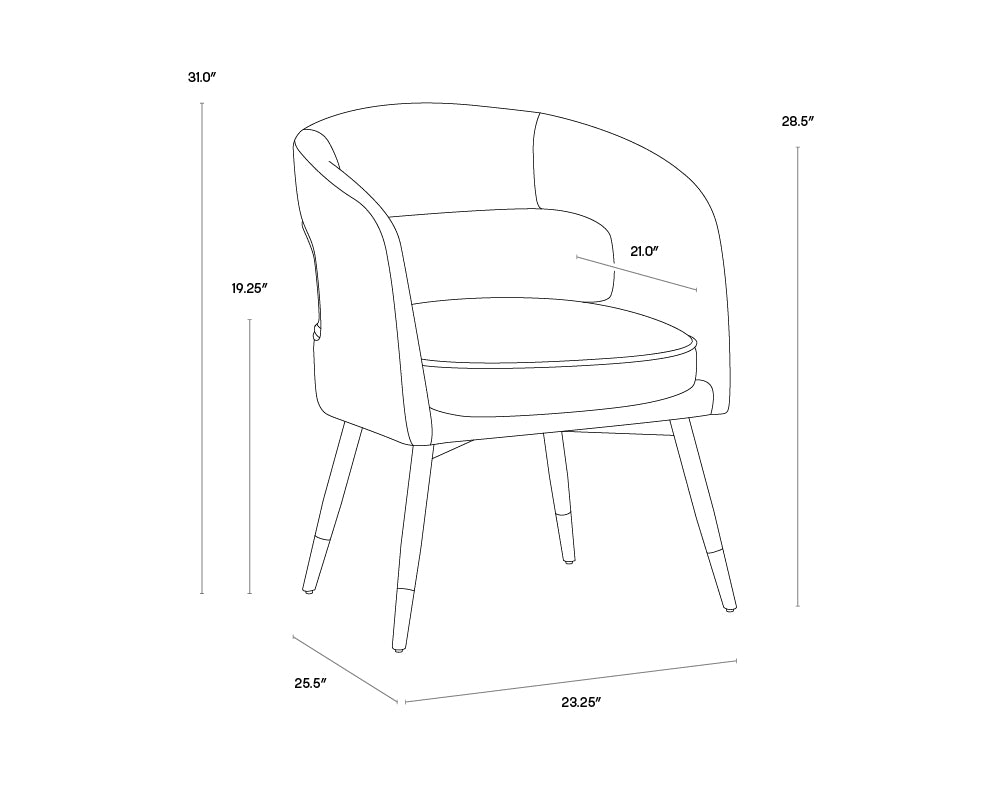 A wireframe image of the product with dimensions shown