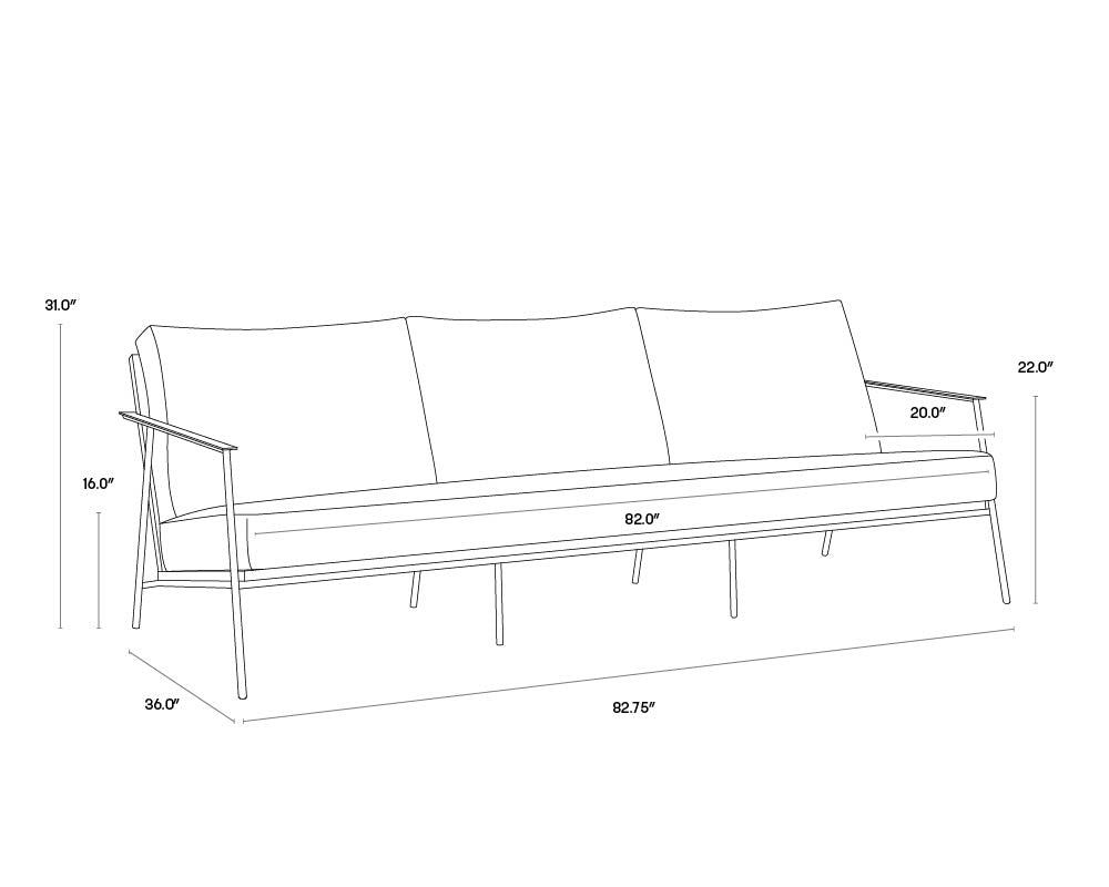A wireframe image of the product with dimensions shown