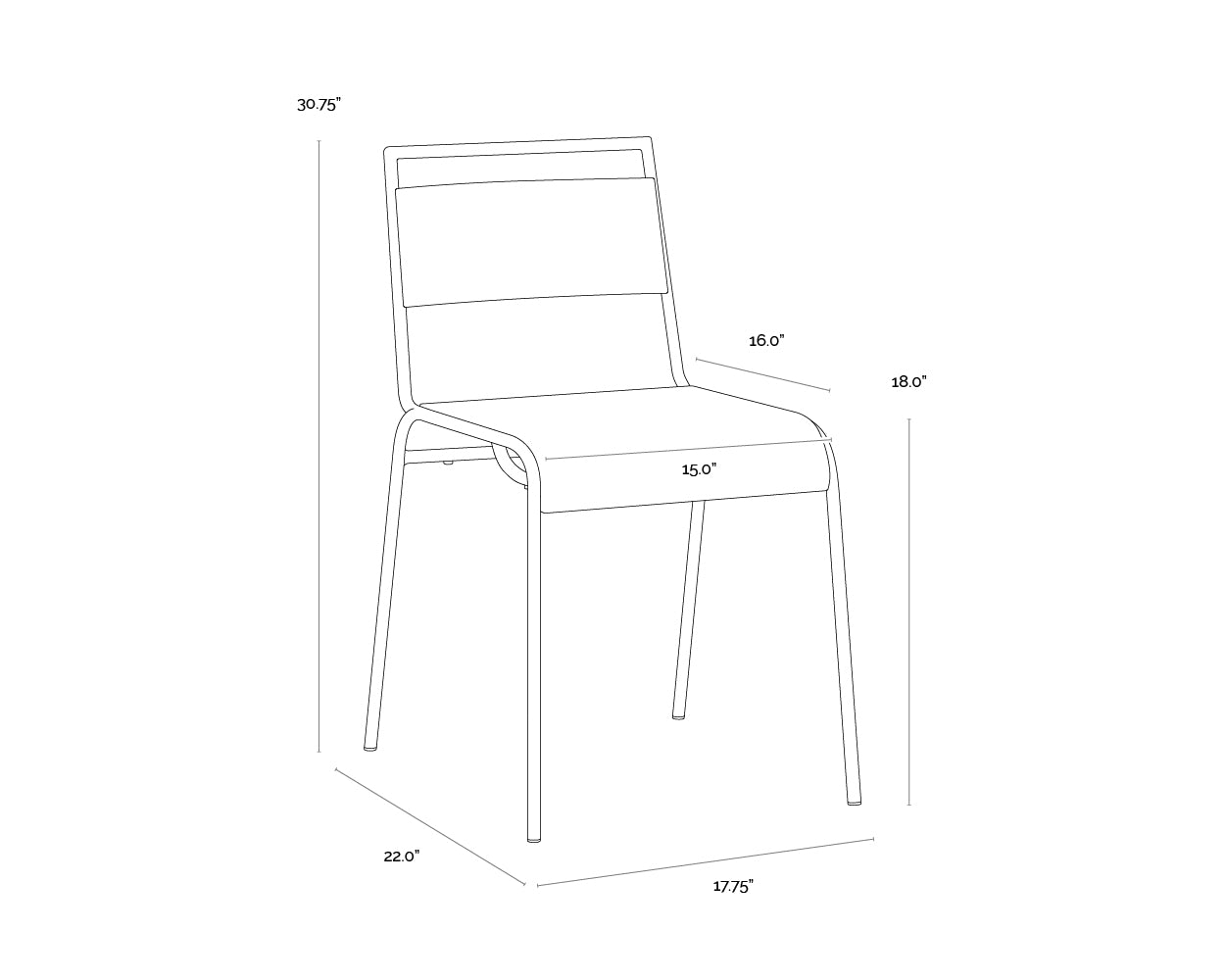 A wireframe image of the product with dimensions shown