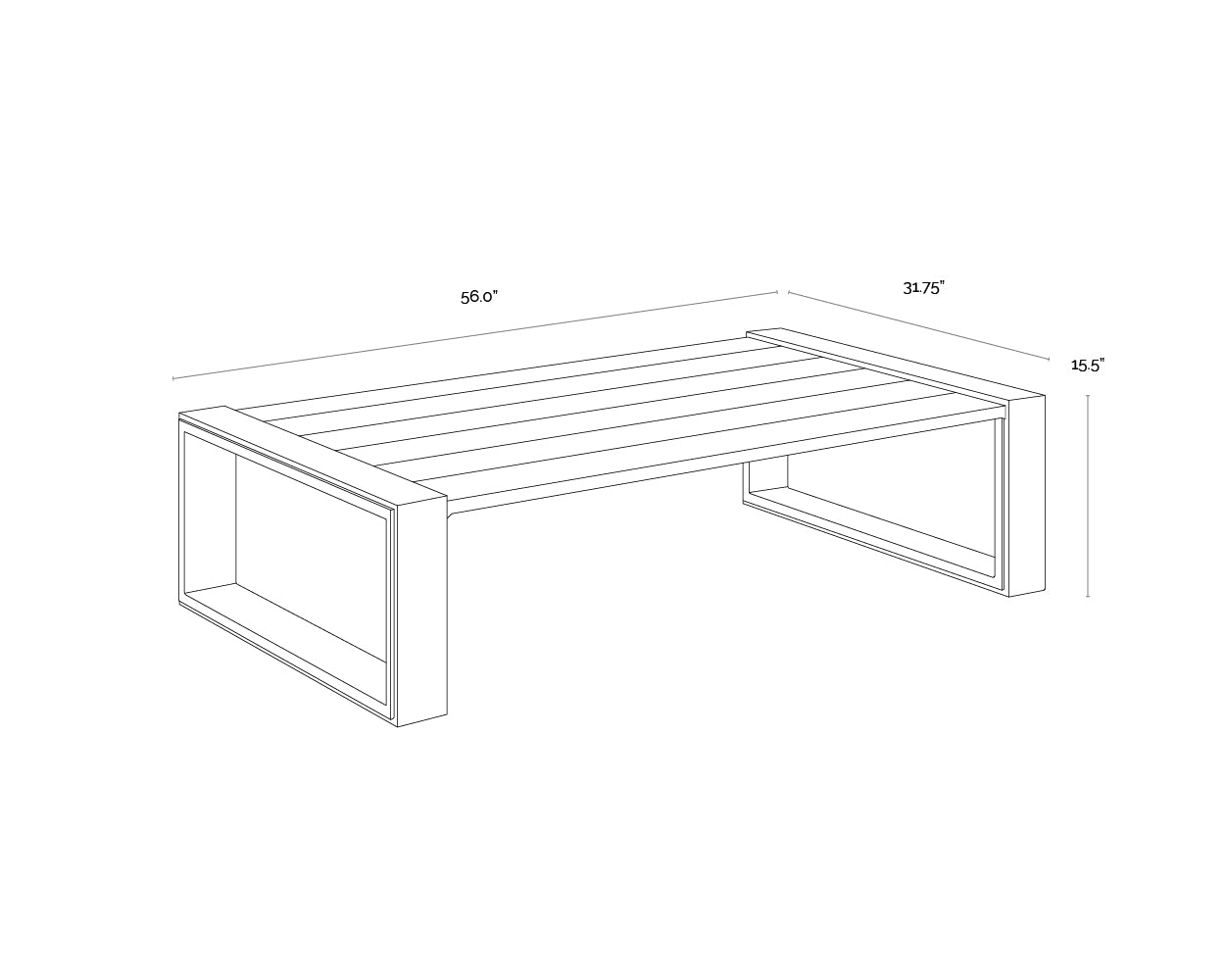 A wireframe image of the product with dimensions shown