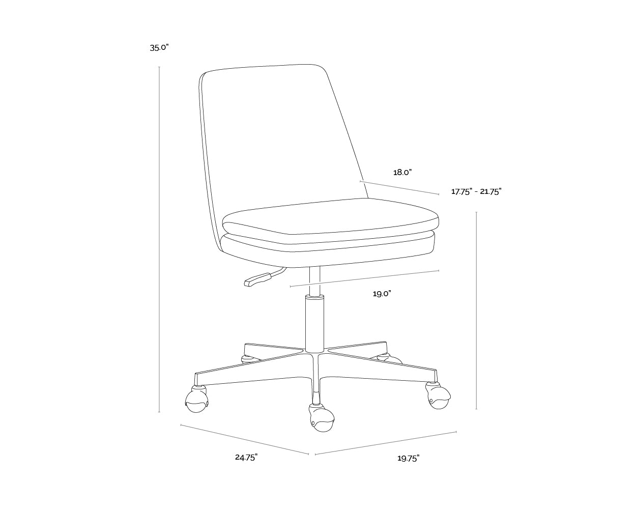 A wireframe image of the product with dimensions shown