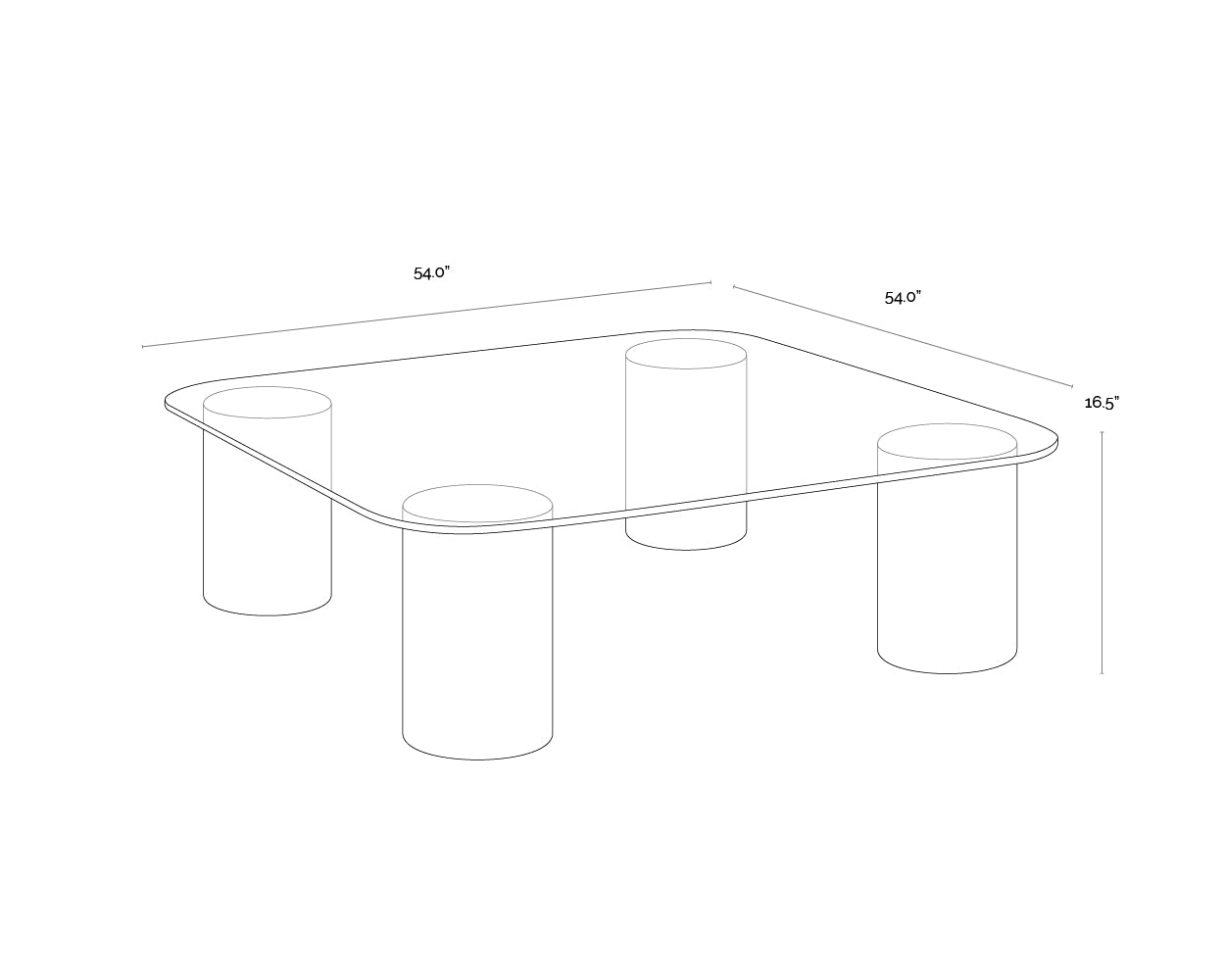 A wireframe image of the product with dimensions shown