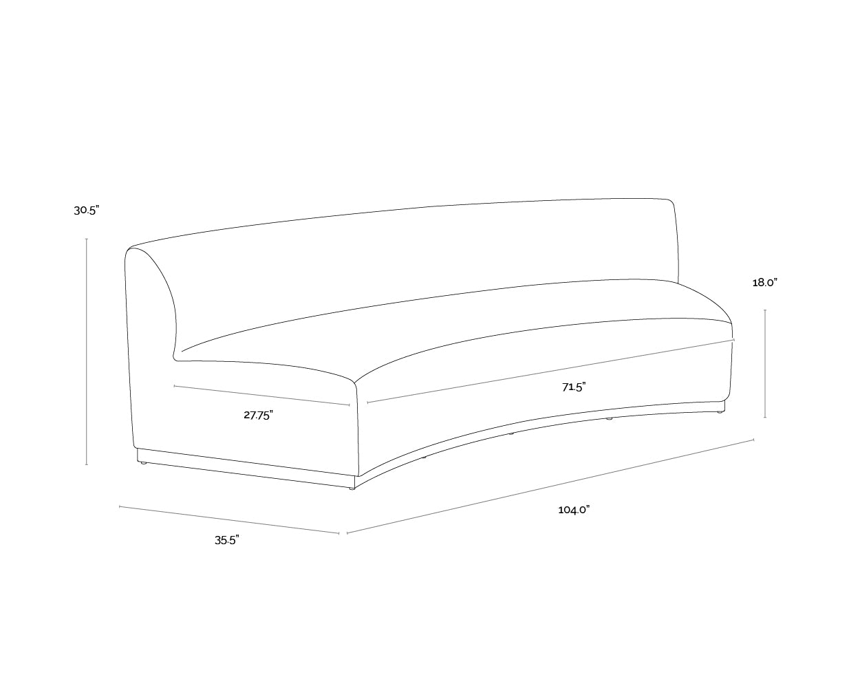 A wireframe image of the product with dimensions shown