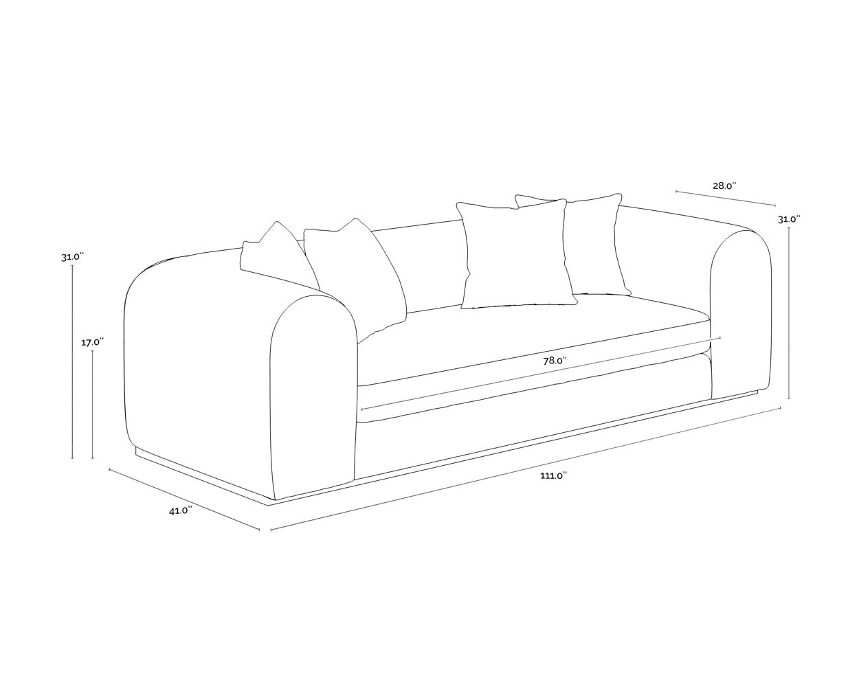 A wireframe image of the product with dimensions shown