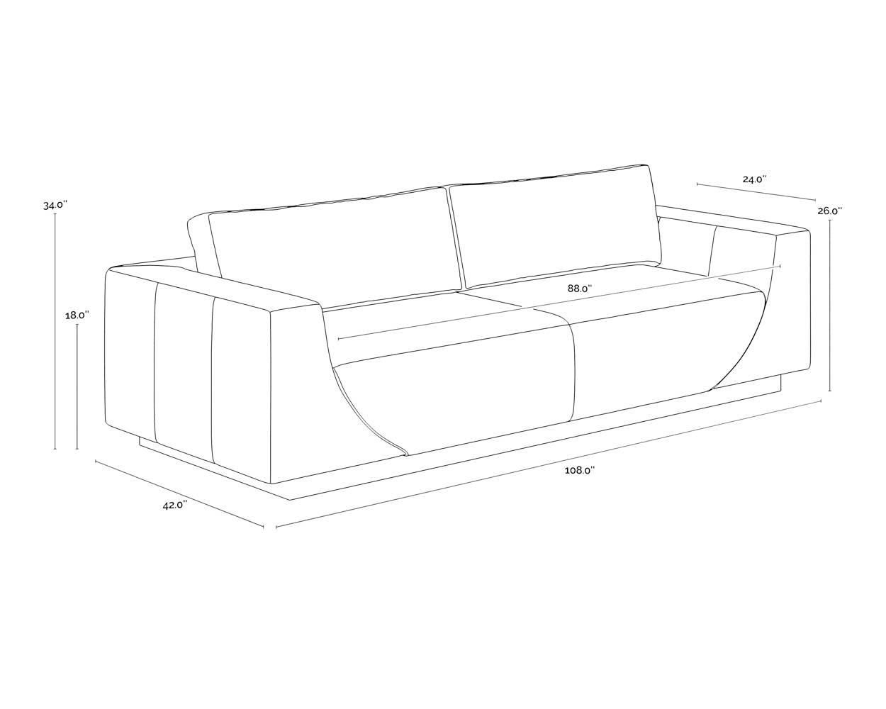 A wireframe image of the product with dimensions shown