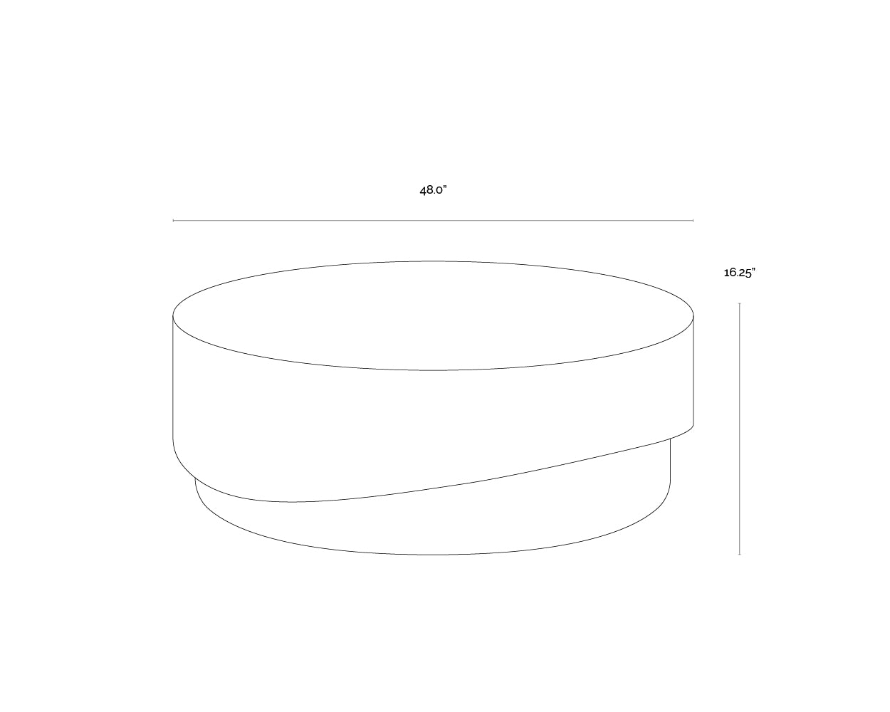 A wireframe image of the product with dimensions shown