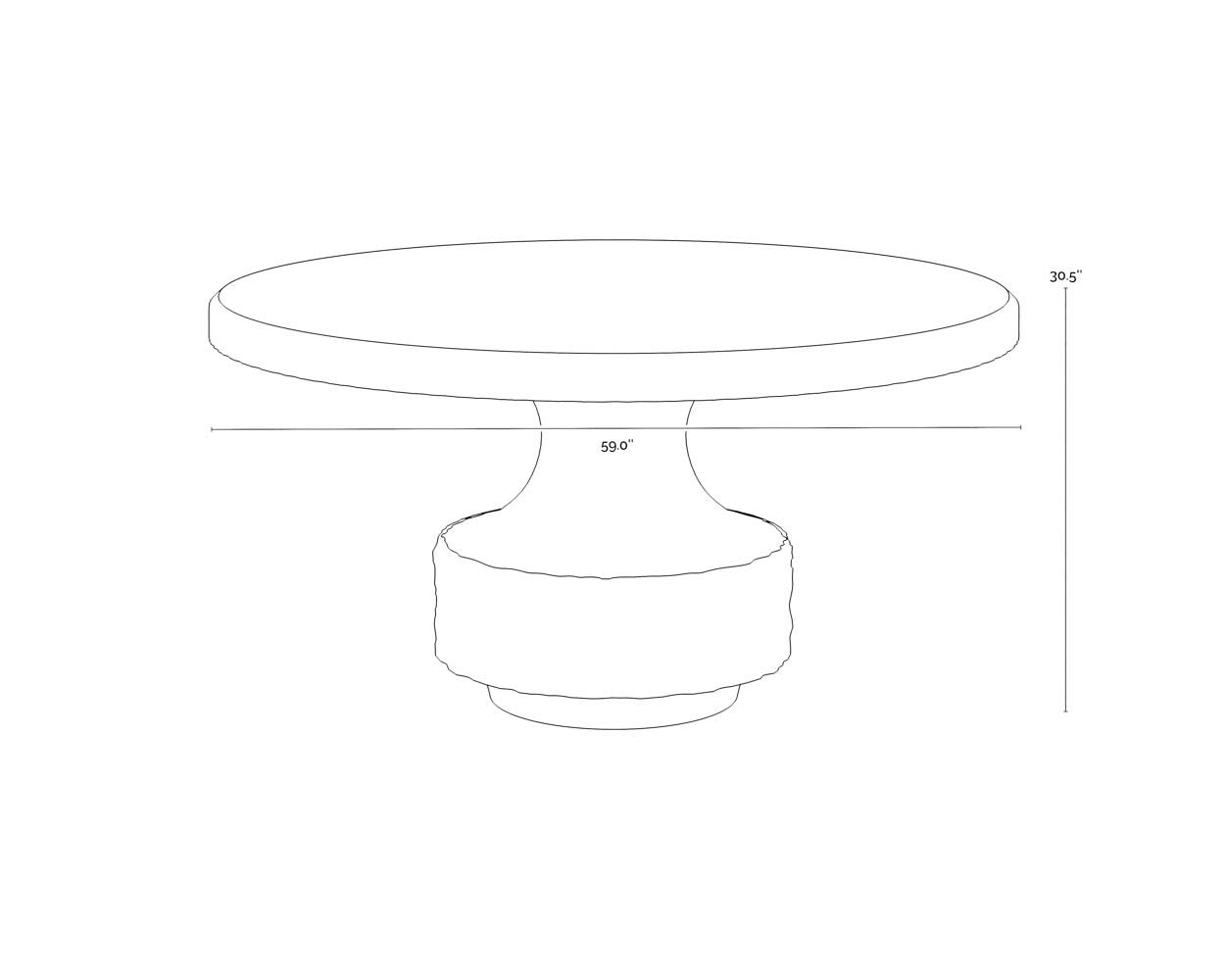 A wireframe image of the product with dimensions shown