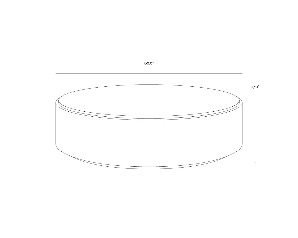 A wireframe image of the product with dimensions shown