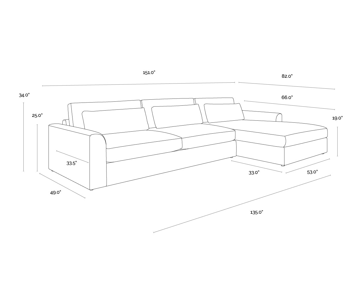 A wireframe image of the product with dimensions shown