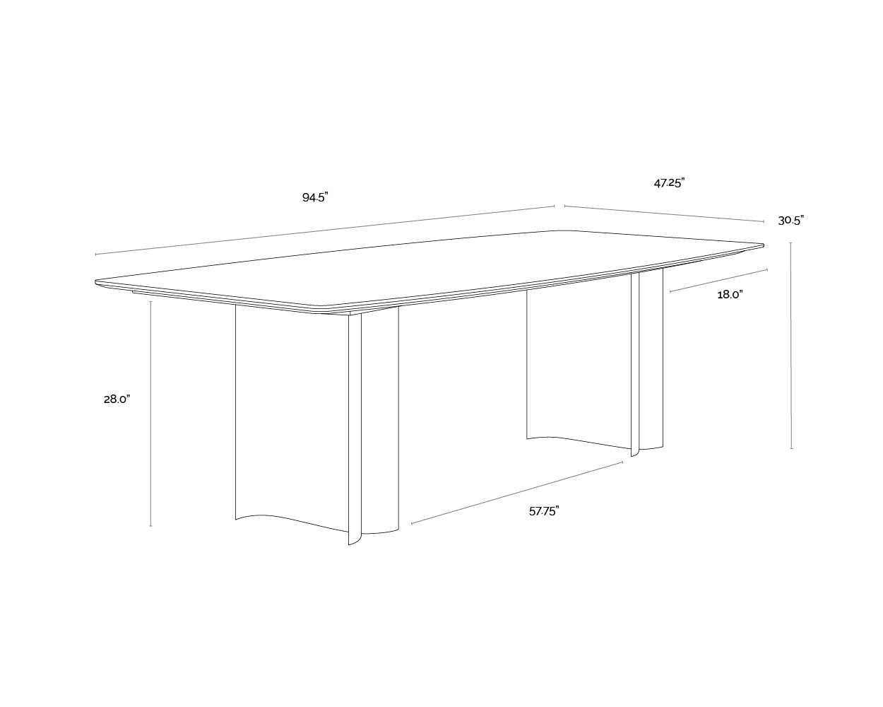 A wireframe image of the product with dimensions shown