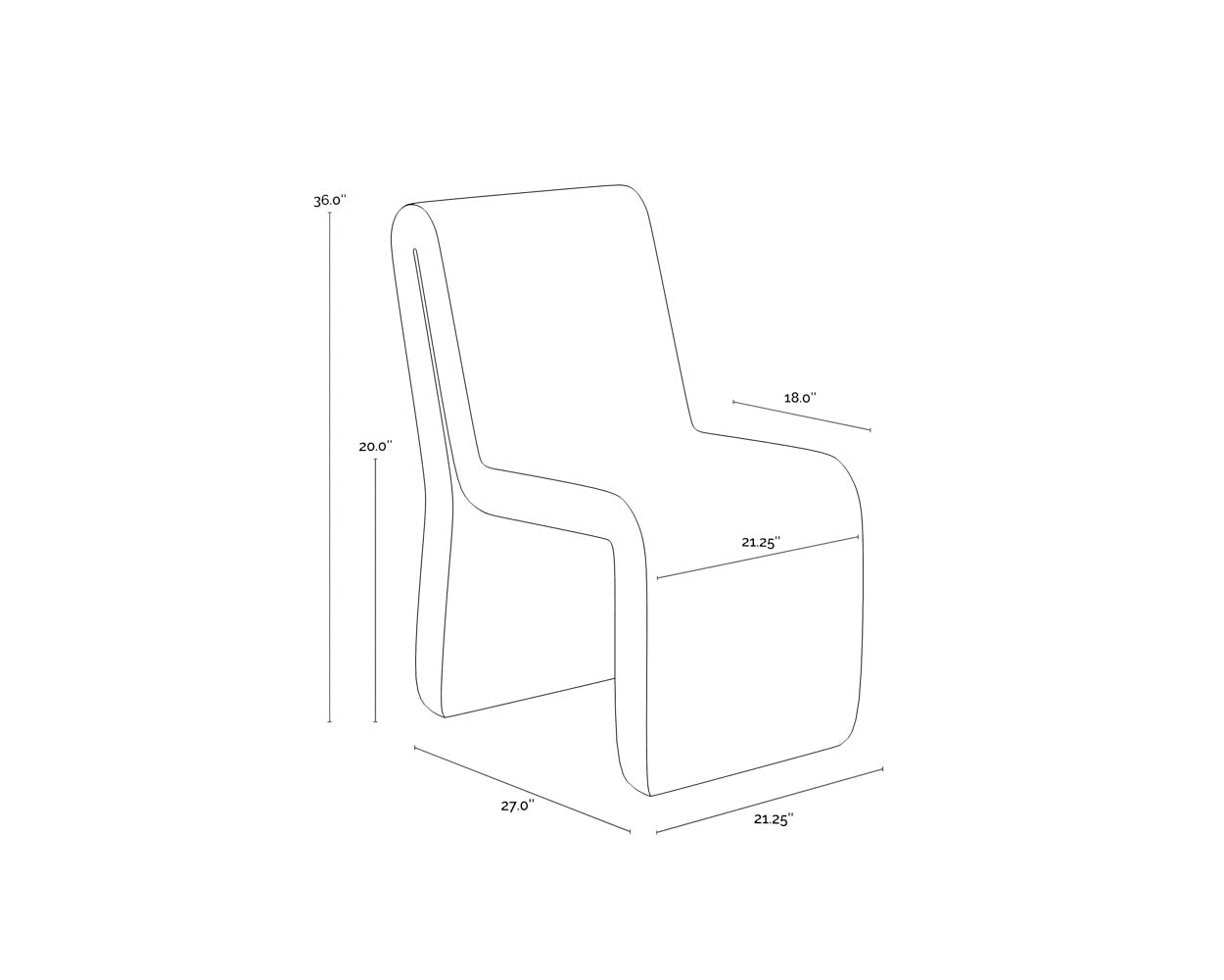 A wireframe image of the product with dimensions shown