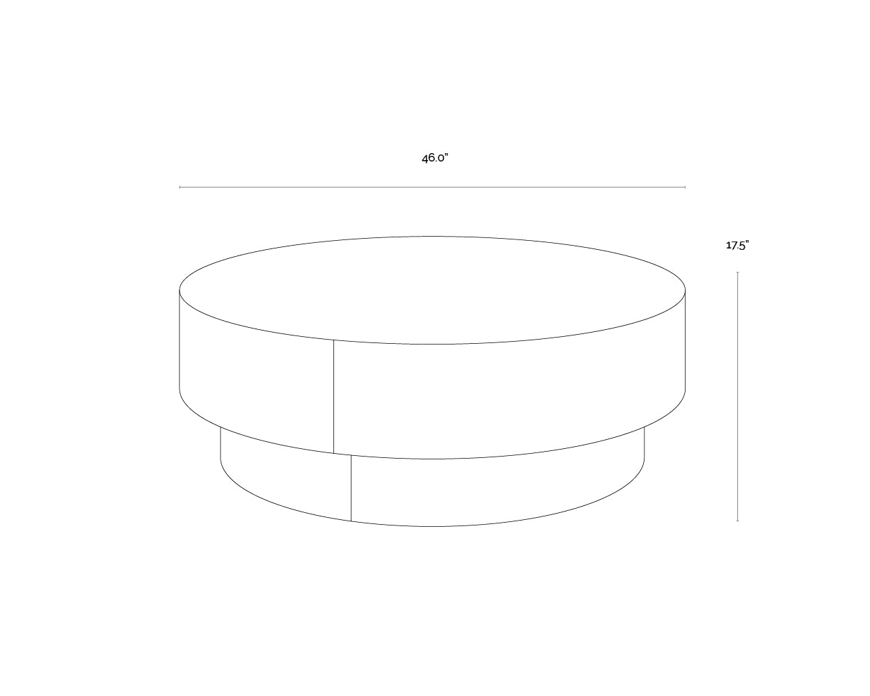 A wireframe image of the product with dimensions shown