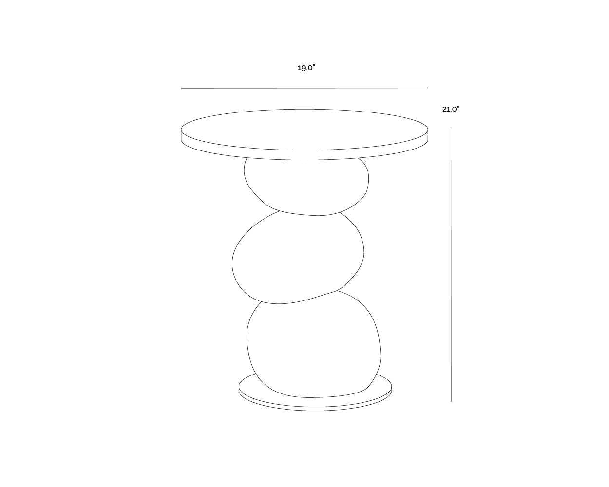 A wireframe image of the product with dimensions shown